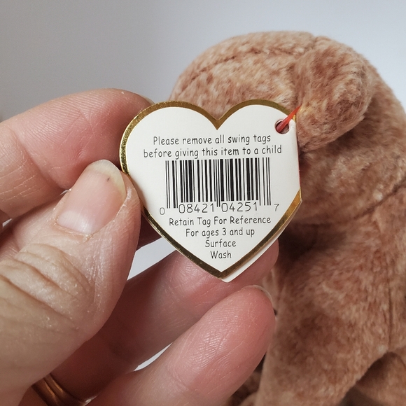 Ty Beanie Baby - Peacan the Brown Bear Plush Stuffed Animal Toy - Picture 7 of 9
